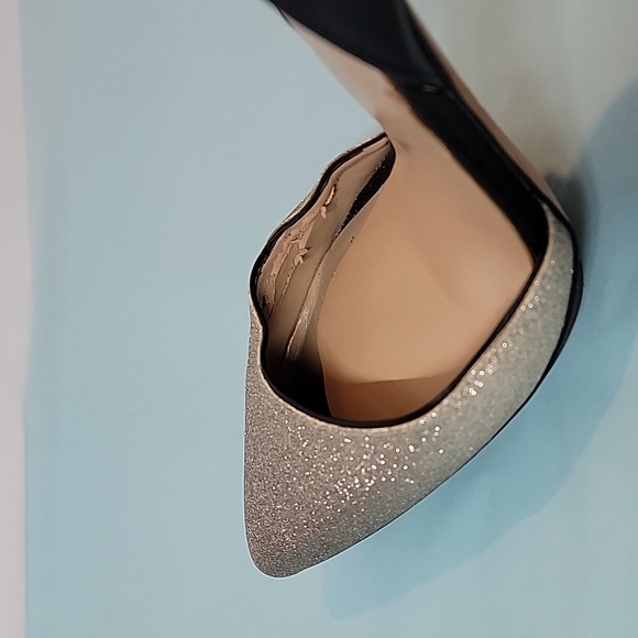 BCBGMAXAZRIA Koda Black Silver Sparkly Vero Cuoio Heels Size 8 - Picture 7 of 16